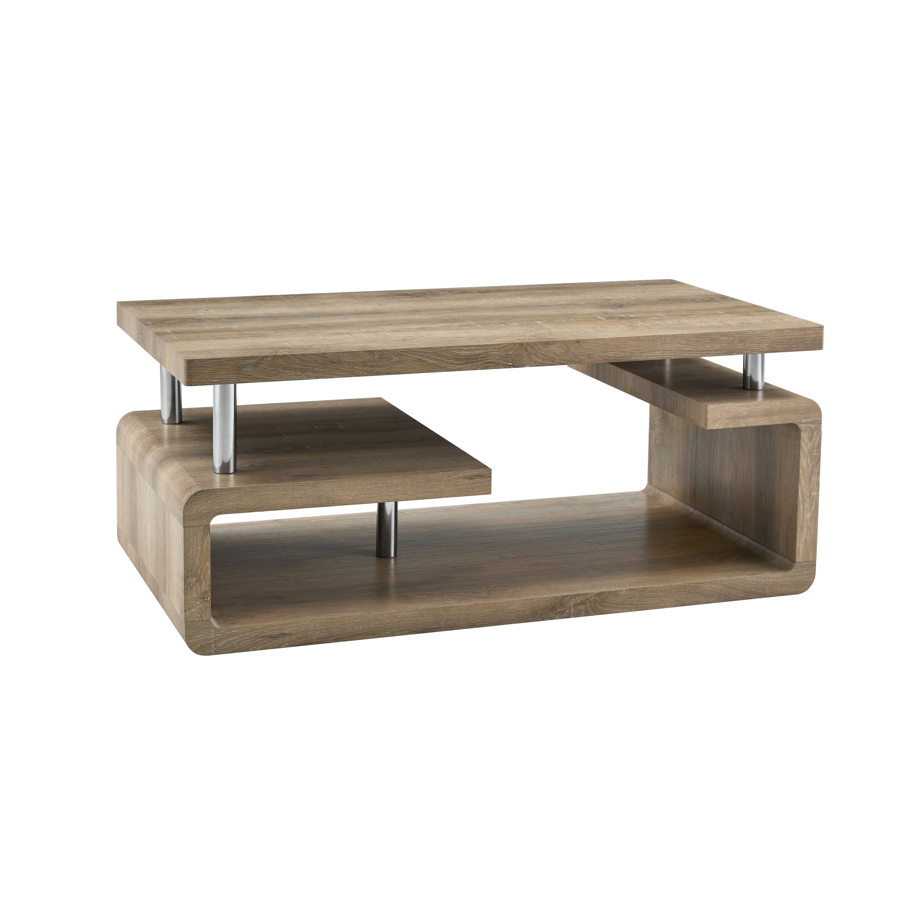 Wood Coffee Table 3 Tier Center Table With Open Shelf Side Table Sofa Table End Table For Living Room
