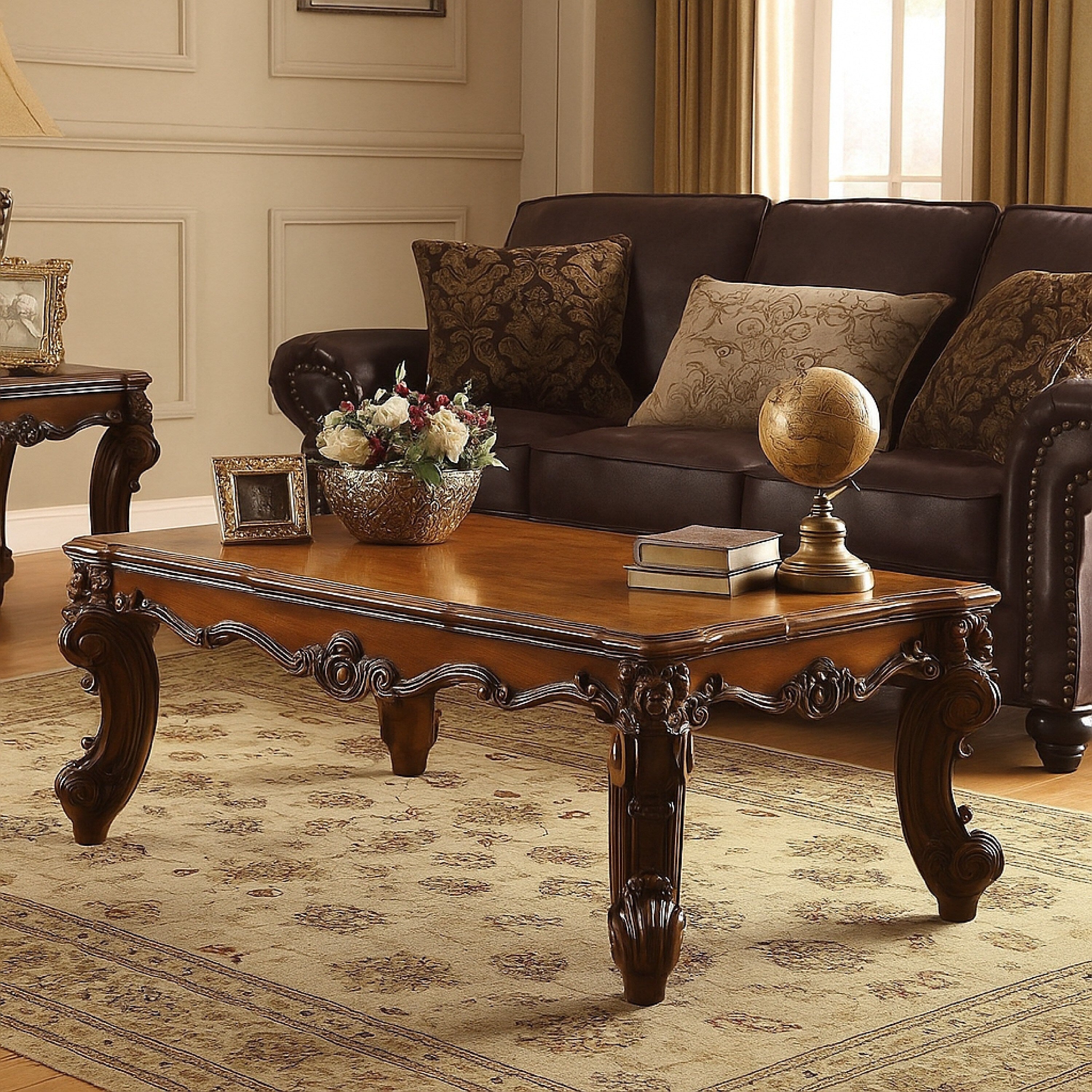Wood Coffee Table In Cherry Brown