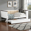 Wood Daybed With Storage Shelves Upholstered Backrest Usb Charging Station And Trundle