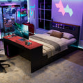 Wood Daybed With Trundle Built In Desk Led Lights Usb Charging Port Available In Full Or Twin