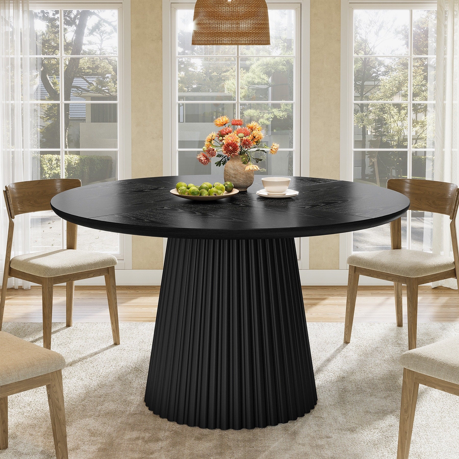 Wood Dining Table Round Kitchen Table Living Room Bistro Dinner Accent Table