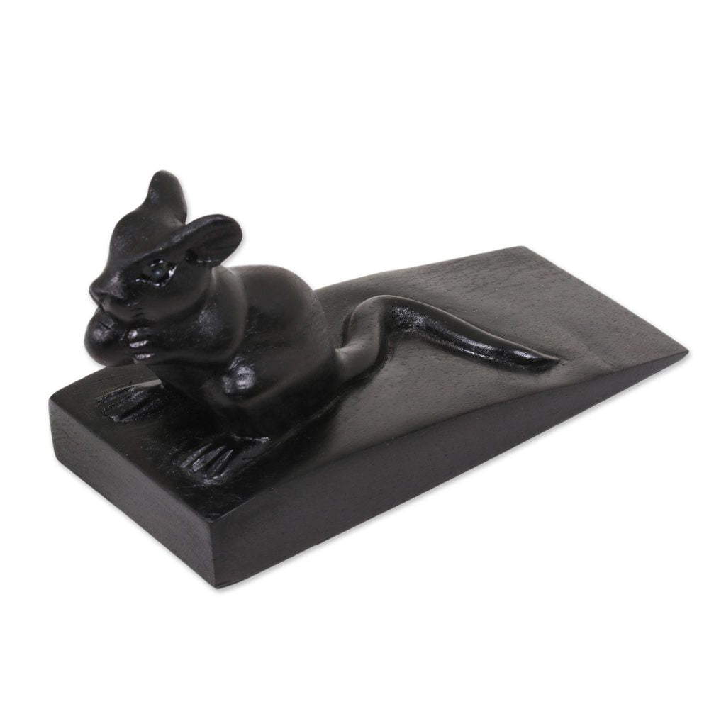 Wood Door Stopper Charming Mouse In Black Indonesia