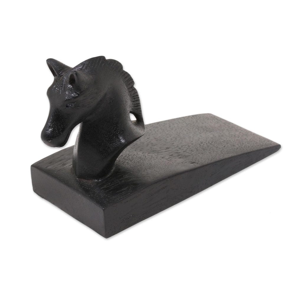 Wood Door Stopper Handy Horse In Black Indonesia