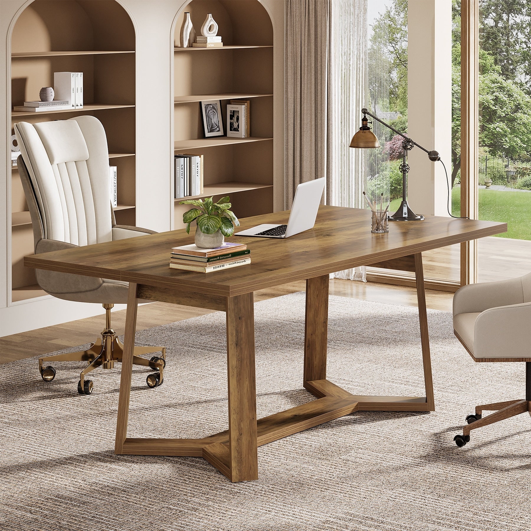 Wood Executive Home Office Desk Simple Computer Writing Workstation Study Accent Table Office Study Room