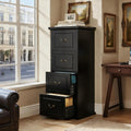 Wood File Cabinet Tall Filing Storage Printer Stand For A4 Letter Legal Size Home Office Document Accent Cabinet