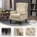 Wood Frame Armchair Modern Accent Chair Lounge Chair With Sturdy Wood Legs For Living Room Bedroom Camel Pu