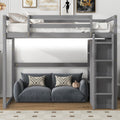 Wood Full Size Loft Bed With Built In Wardrobe And Storage Shelves Led Light