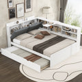 Wood Full Size Platform Bed With Trundle Storage Headboard And Shelves In Pine Wood