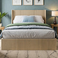 Wood Lift Storage Platform Bed With Raised Headboard Gas Lift Design No Box Spring Needed Queen King