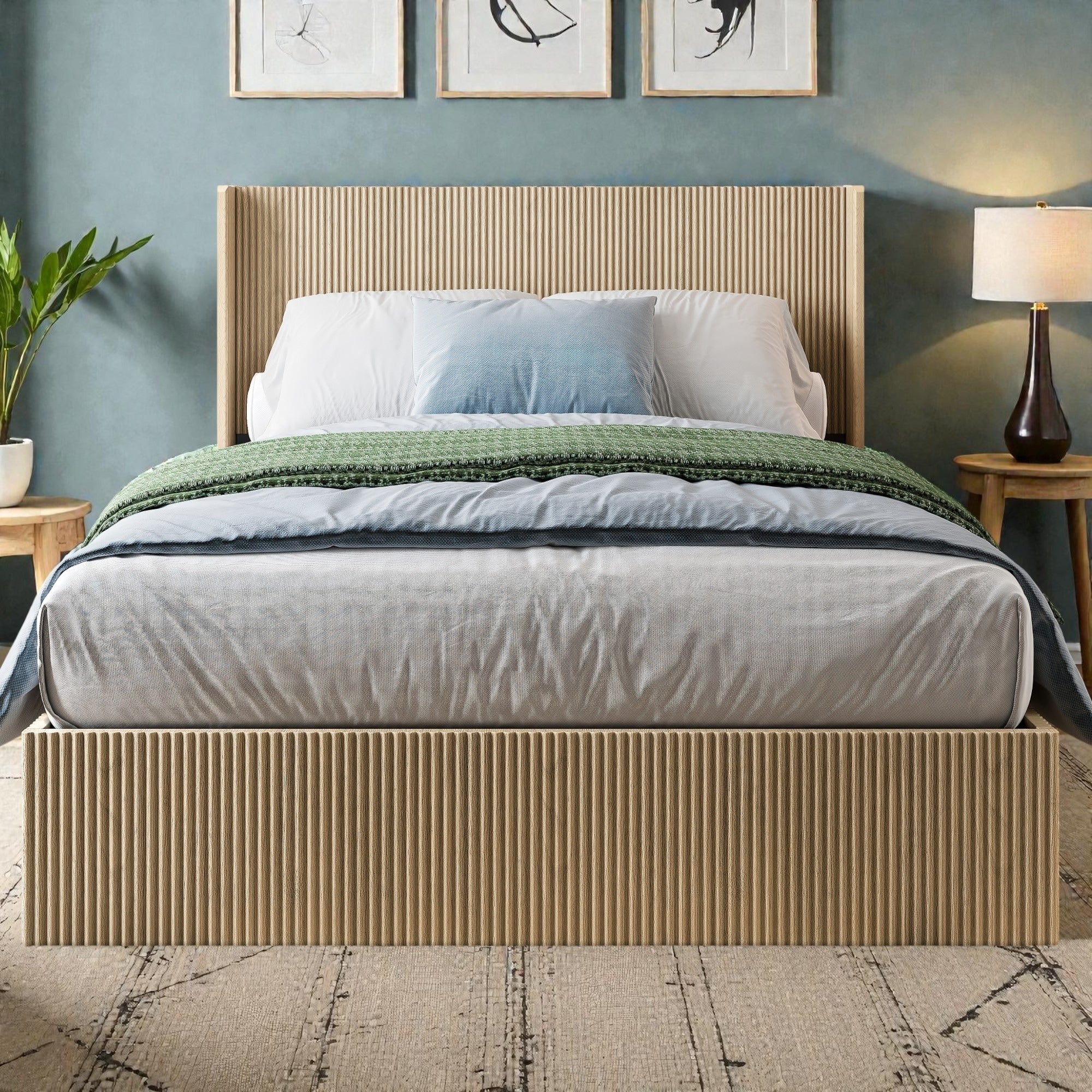 Wood Lift Storage Platform Bed With Raised Headboard Gas Lift Design No Box Spring Needed Queen King