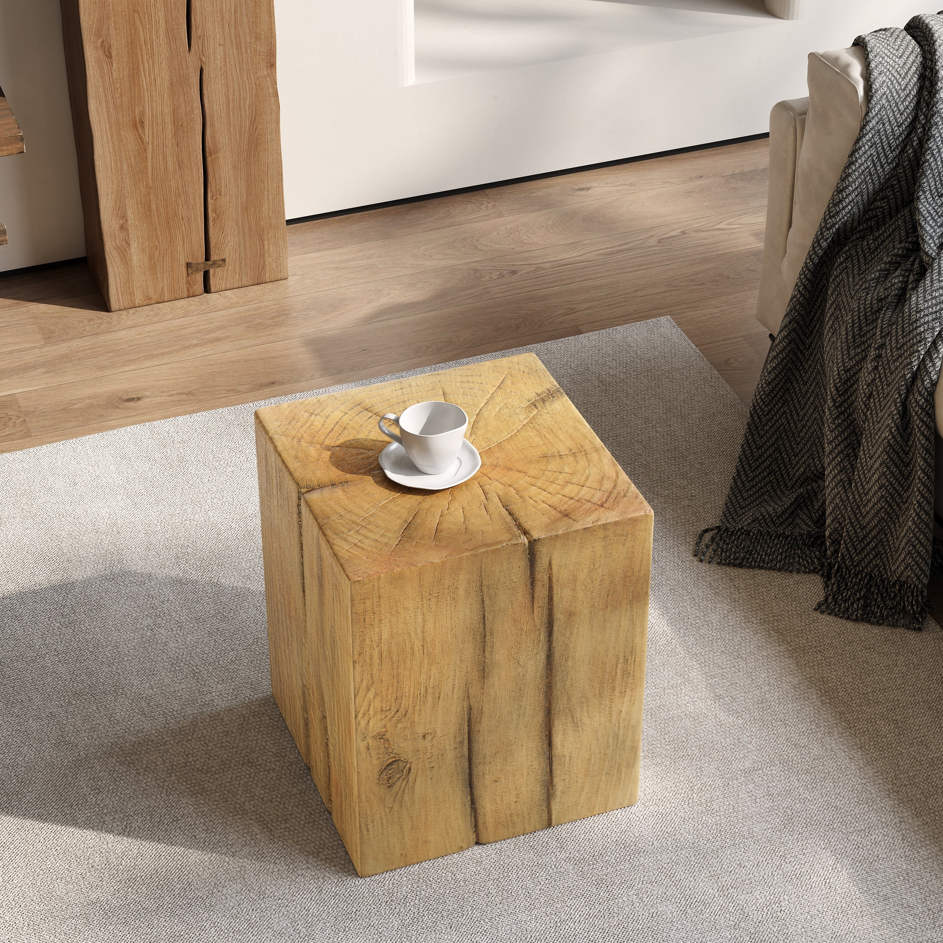 Wood Look Square Column Mgo End Table