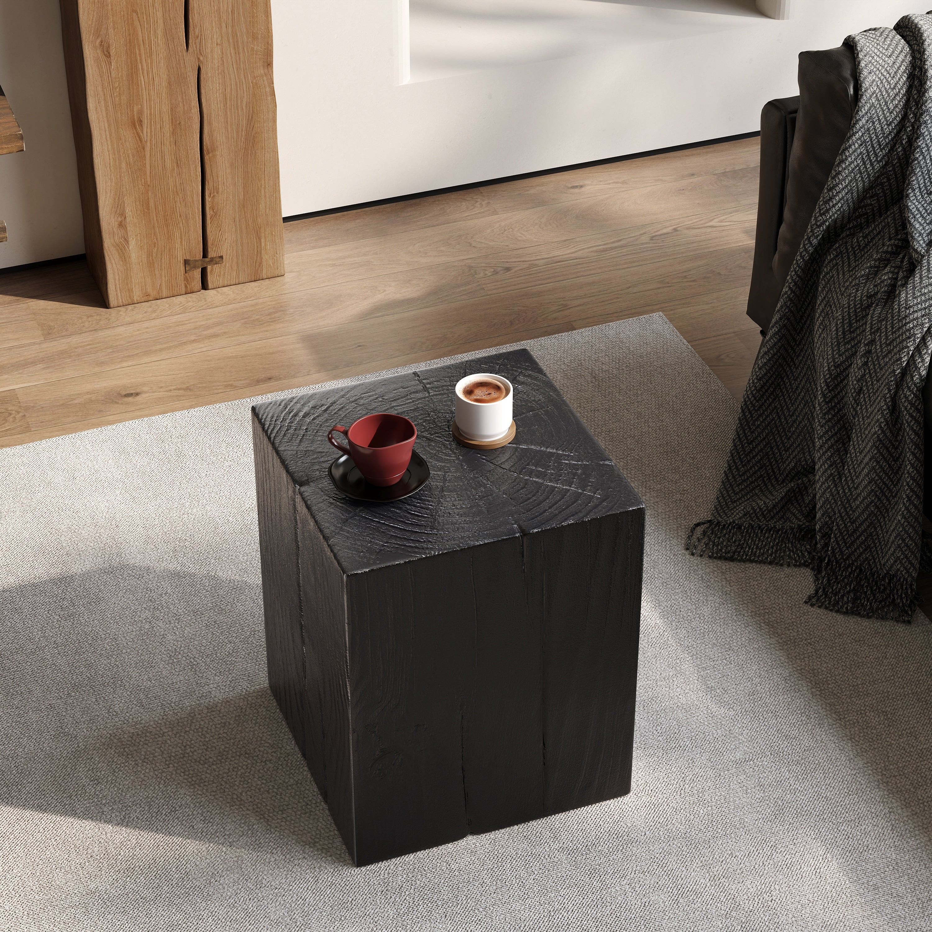 Wood Look Square Column Mgo End Table