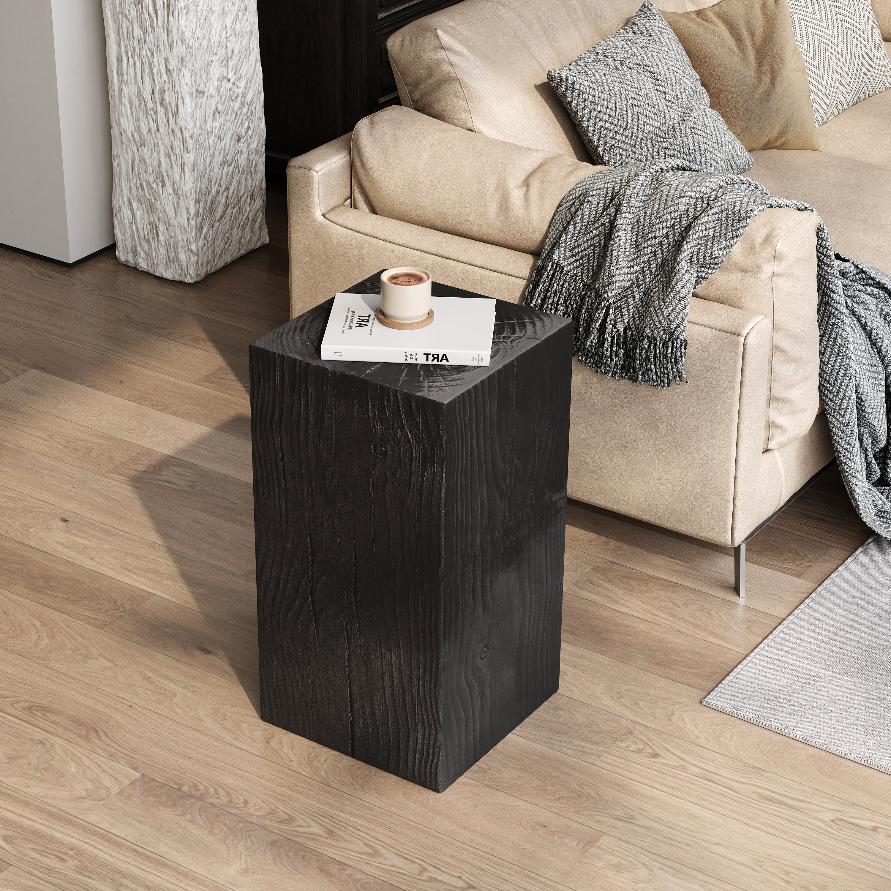 Wood Look Square Column Mgo End Table