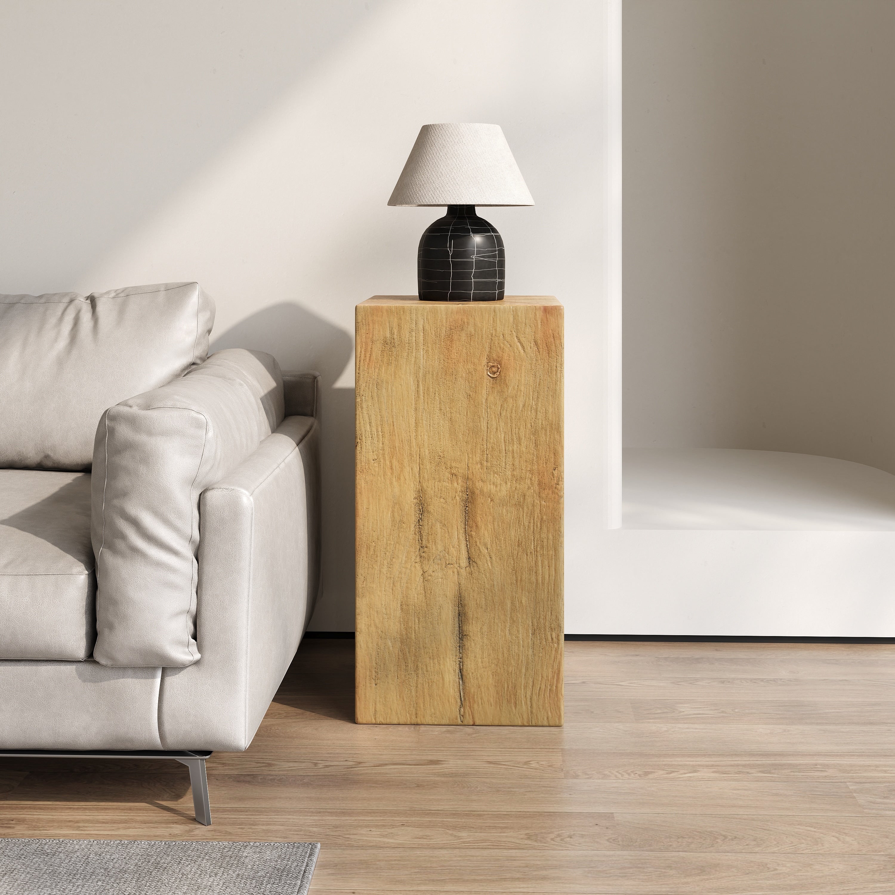 Wood Look Square Column Mgo End Table