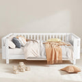 Wood Low Profile Platform Bed With Safety Rails For Girls And Boys Kids Floor Bed Frame