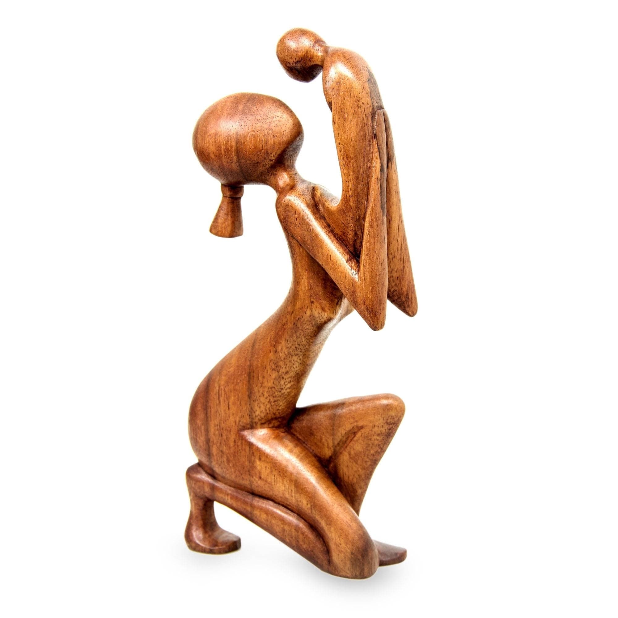 Wood Moment Of Tenderness Sculpture Handmade In Indonesia