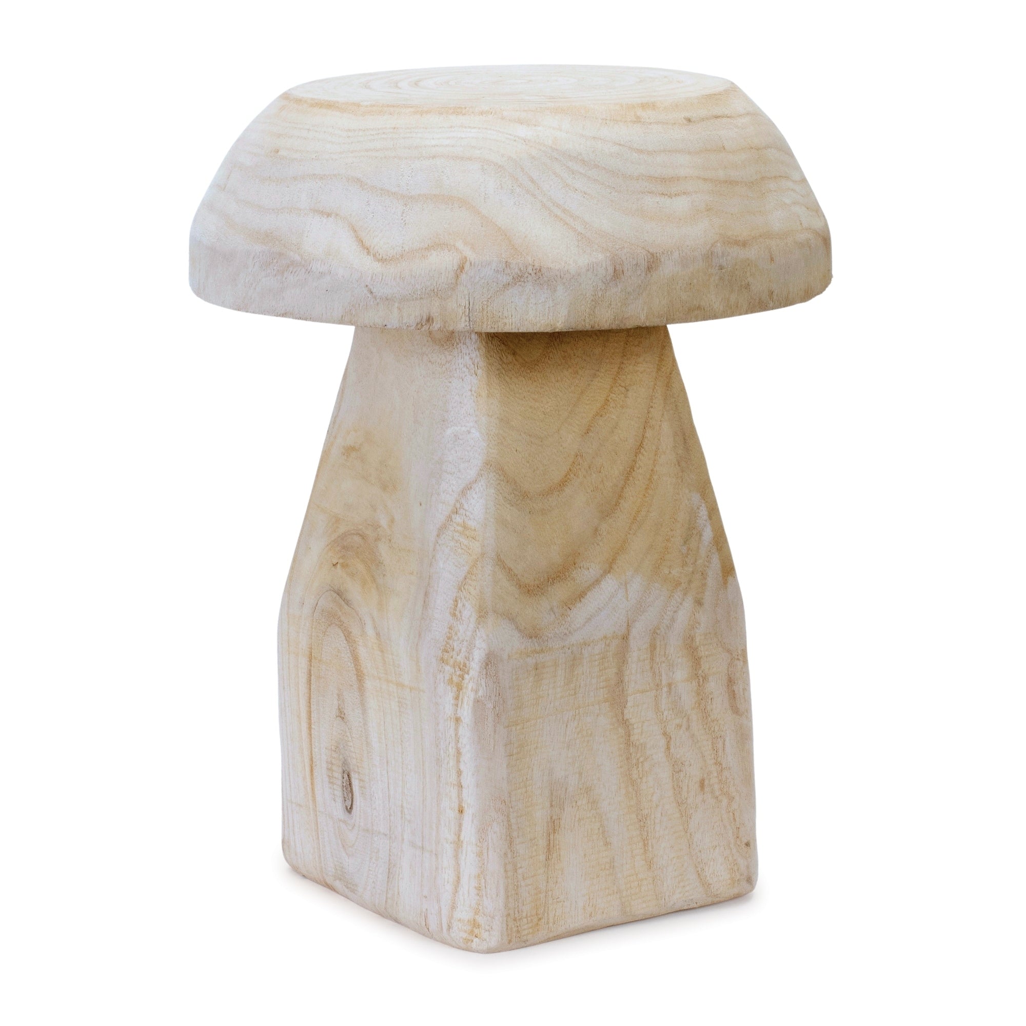 Wood Mushroom Stool 15.5 H