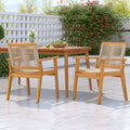 Wood Patio Chair Outdoor Chair Dining Chairs Arm Chair Reading Chair Accent Chair Set Of 2 With Rope Back