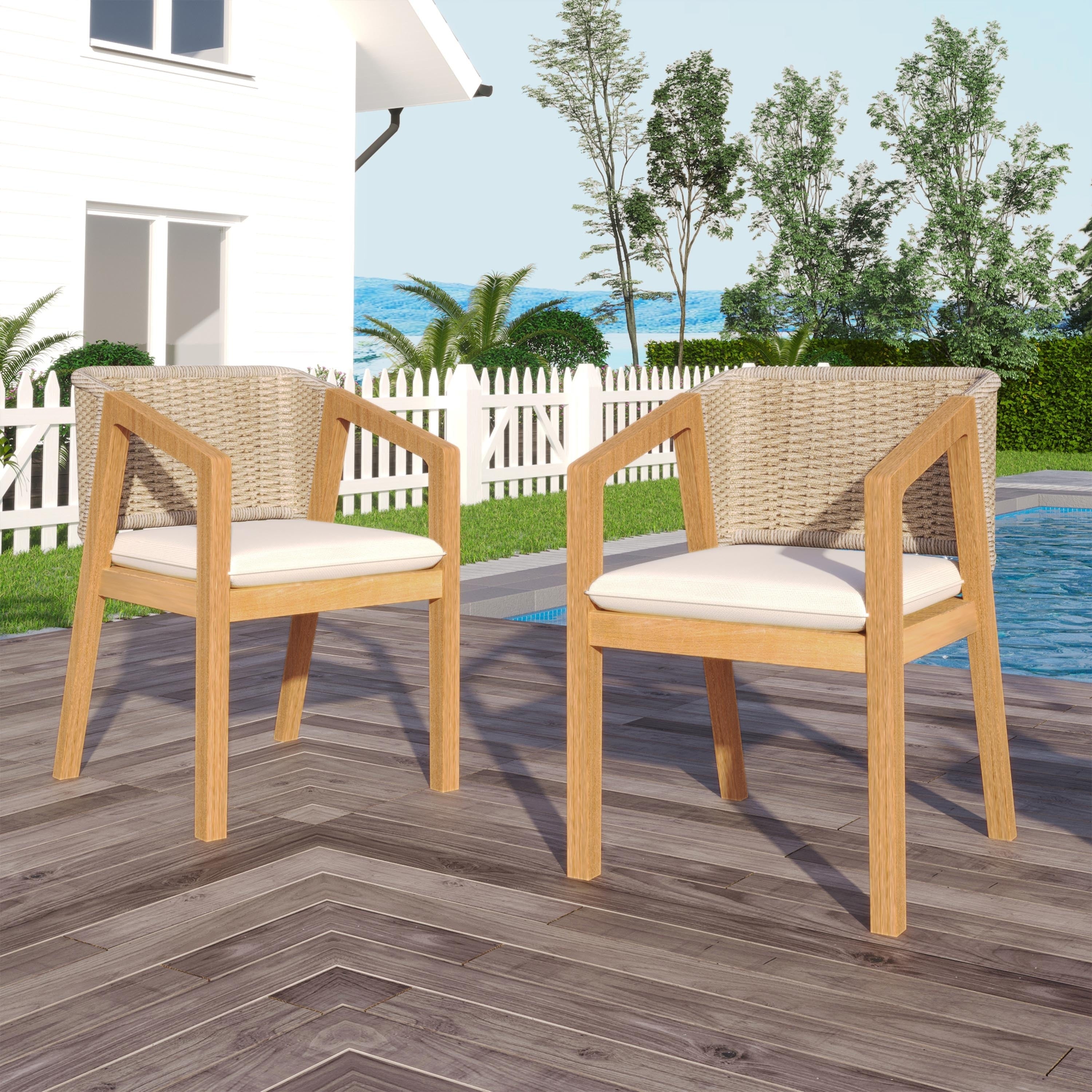 Wood Patio Chair Outdoor Dining Chair With Cushions Club Chair Reading Chair Leisure Chair Accent Chair