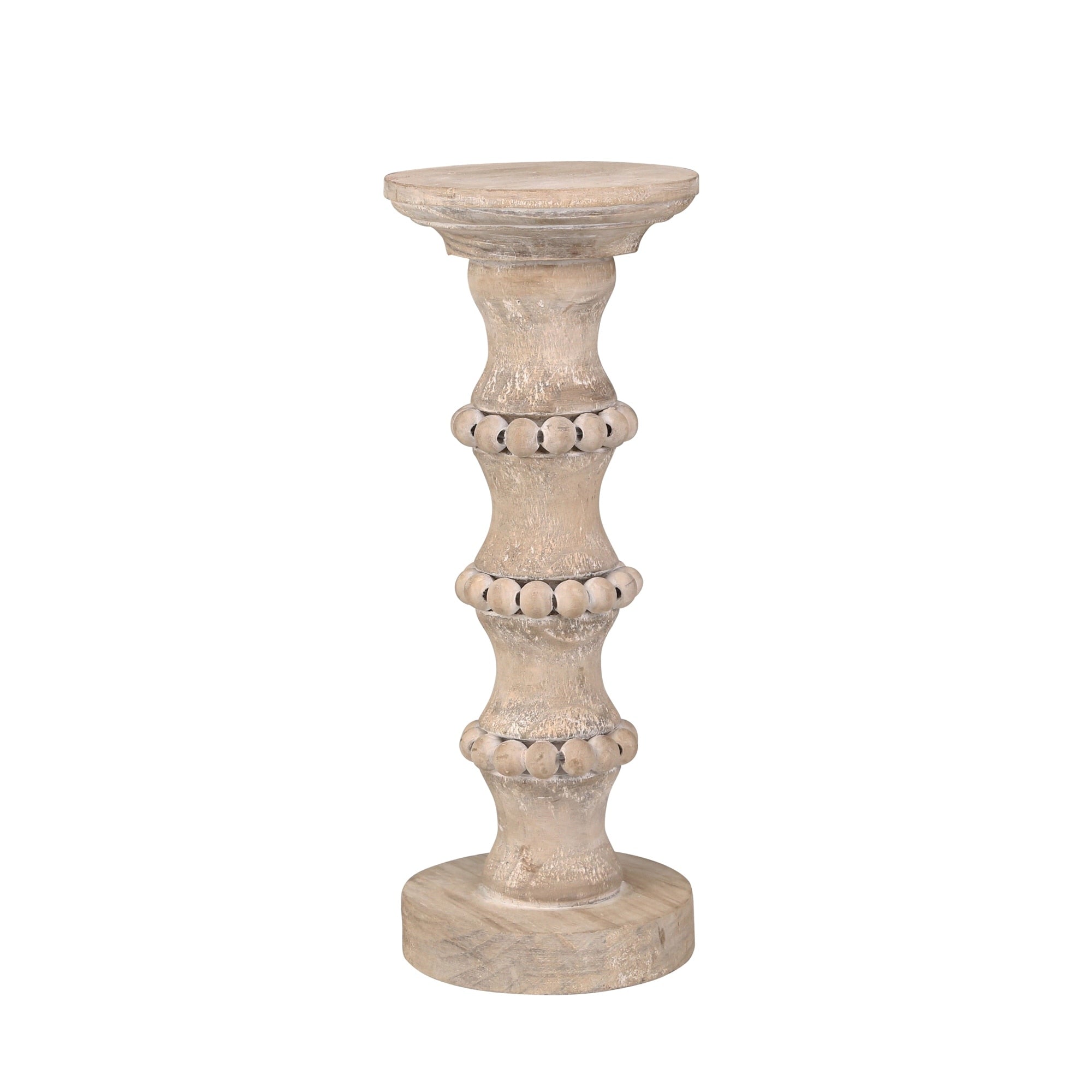 Wooden 13 Banded Bead Candle Holder