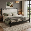 Wood Platform Bed With Upholstered Headboard By Harper Bright Designs