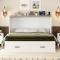 Wood Queen Full Size Farmhouse Murphy Cabinet Bed With Charging Station