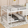 Wood Queen Size Bunk Bed With Ladder And Guardrails No Box Spring Required