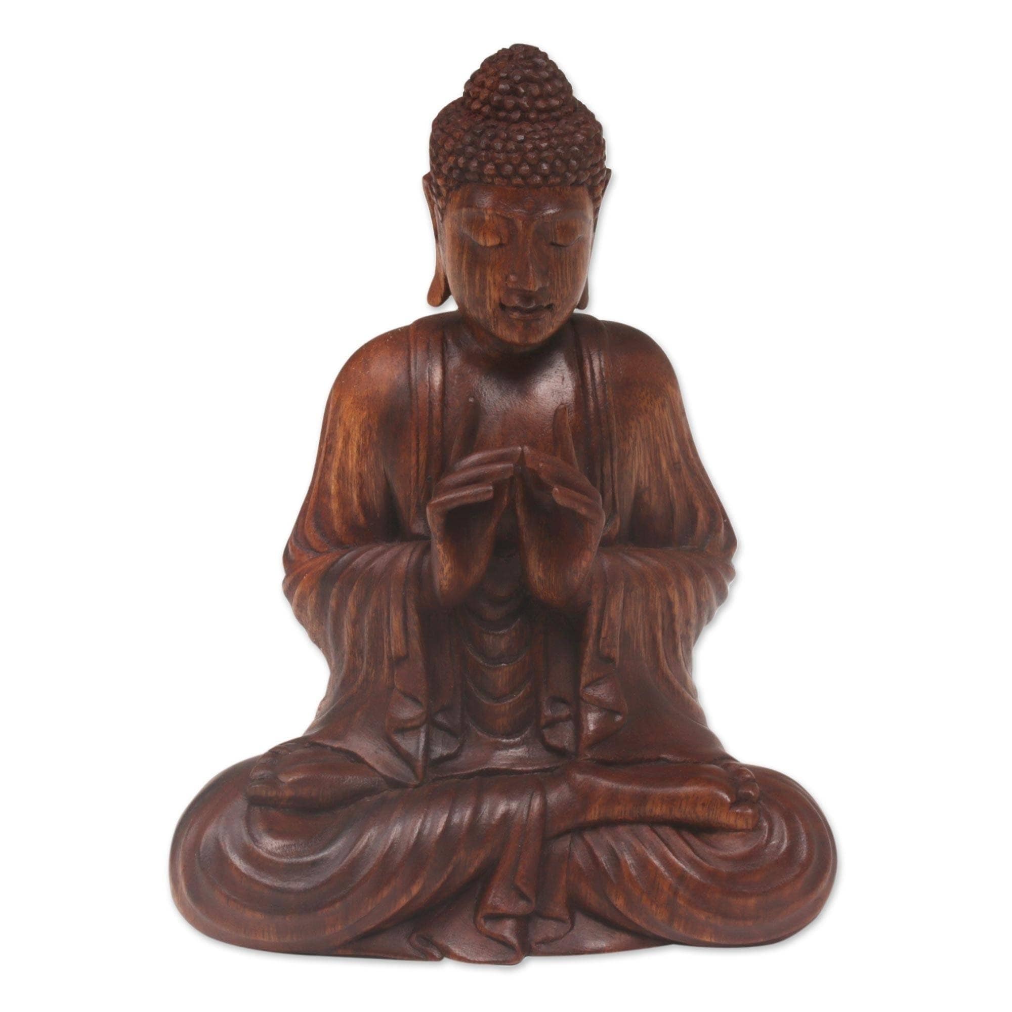 Wood Sculpture Buddha With Vitarka Mudra Indonesia