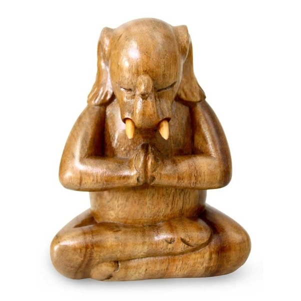 Wood Sculpture Sitting Ganesha Indonesia