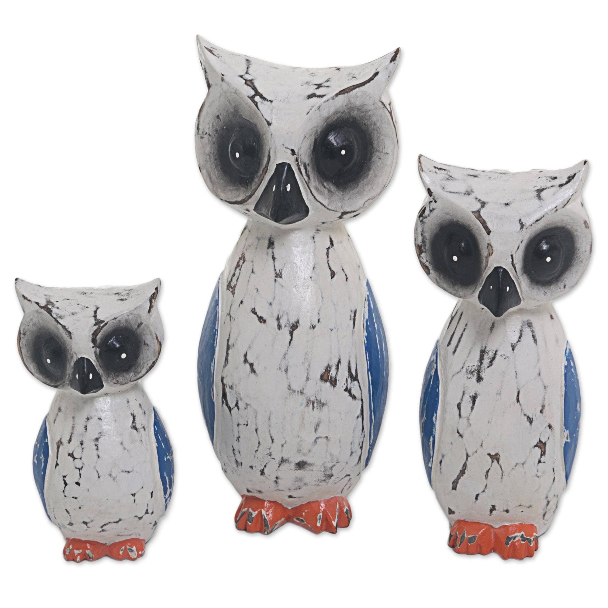 Wood Sculptures Wise Family Set Of 3 Indonesia