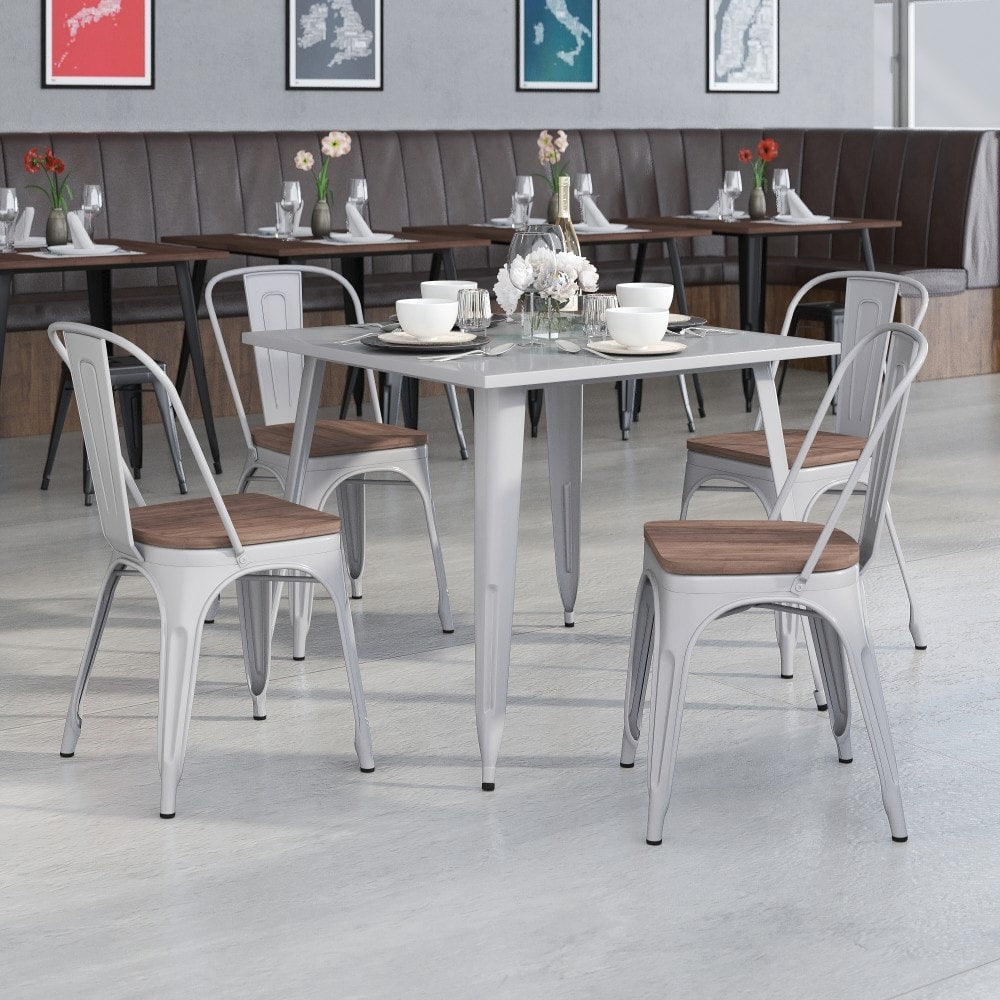 Lancaster Home Stackable Chair Set With Wood Seats Set Of 4