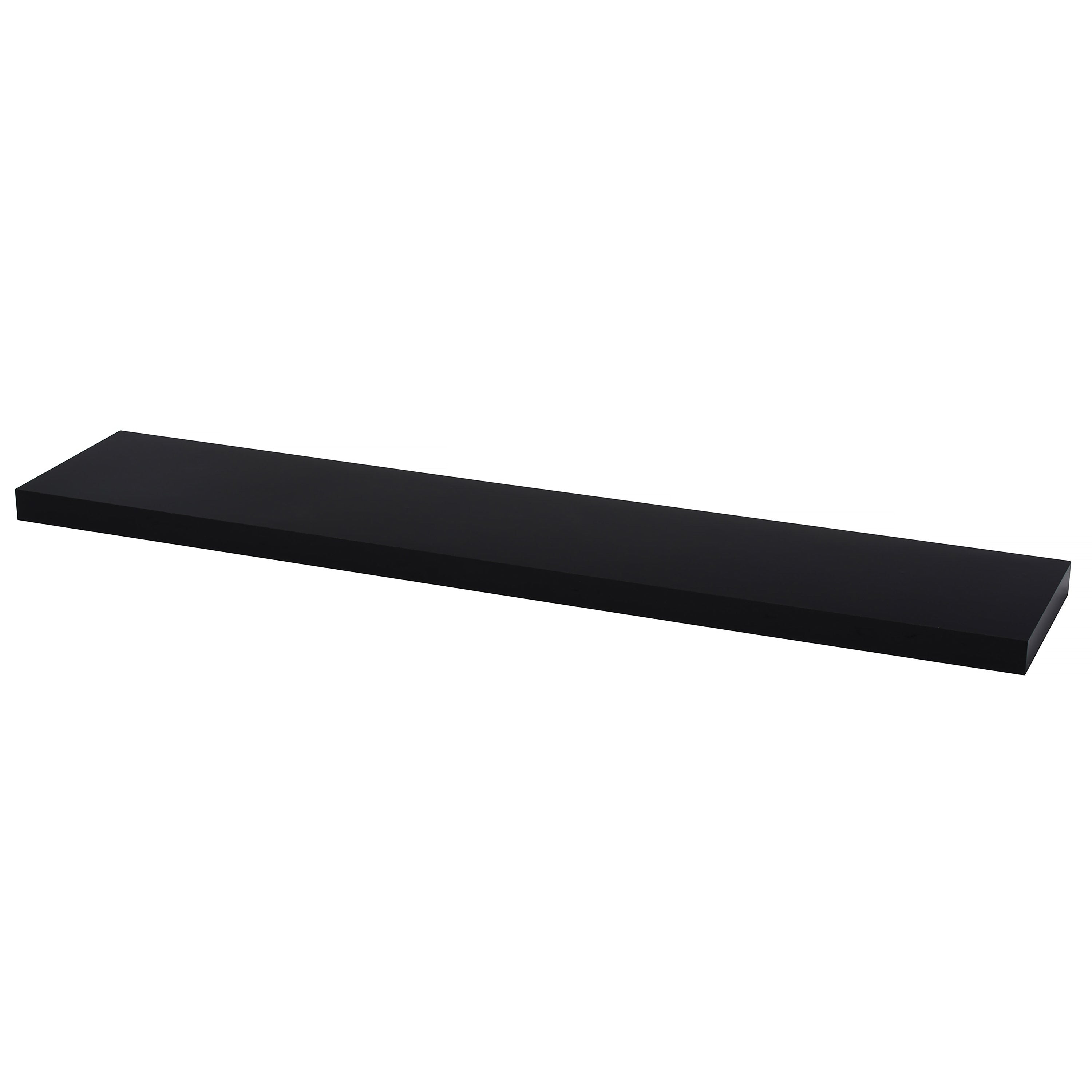 Black High Gloss Wood 9.25 Inches X 46.5 Inches X 1.5 Inches Shelf