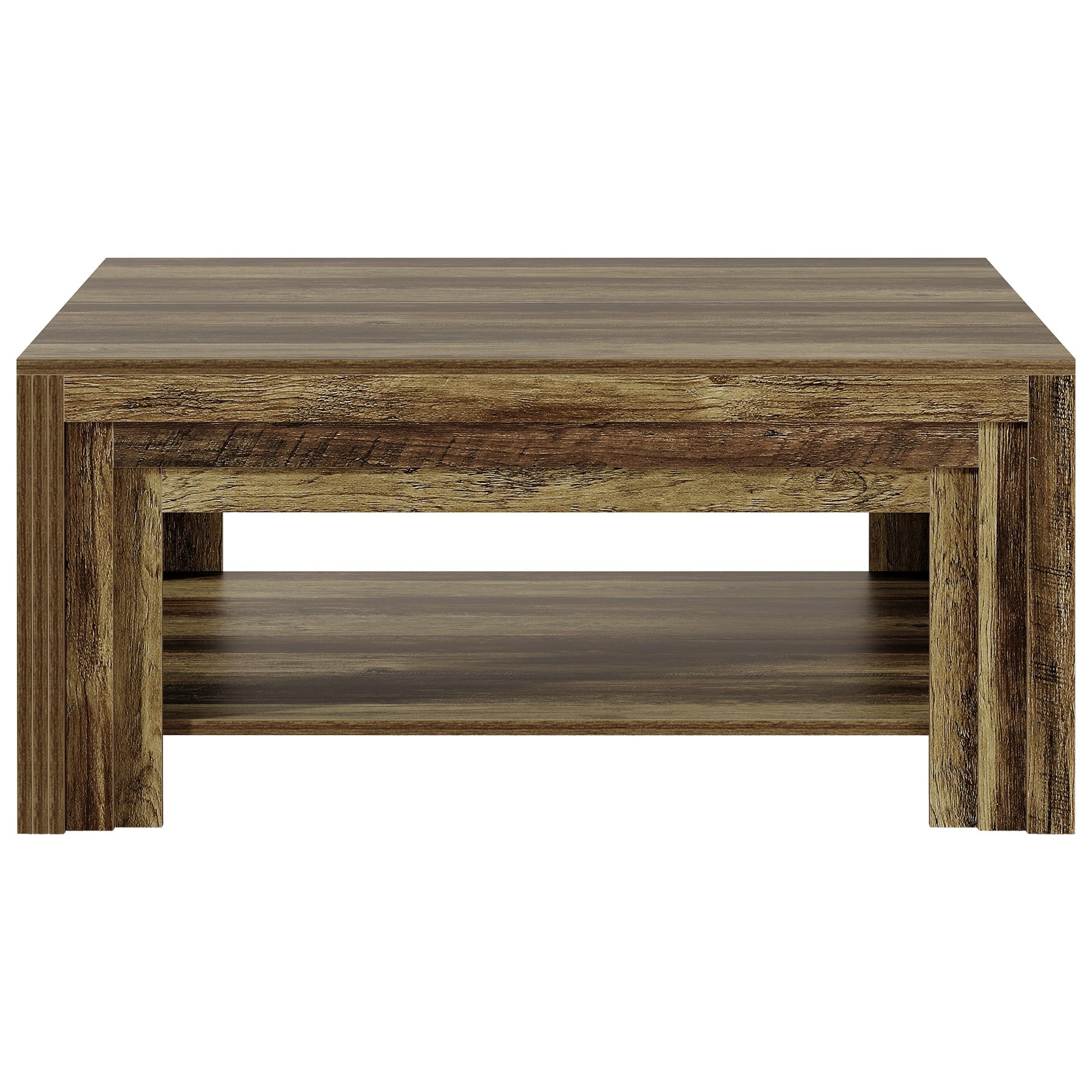 Wood Square Coffee Table 2 Tier Center Tea Table In Farmhouse Style By 1Easylife