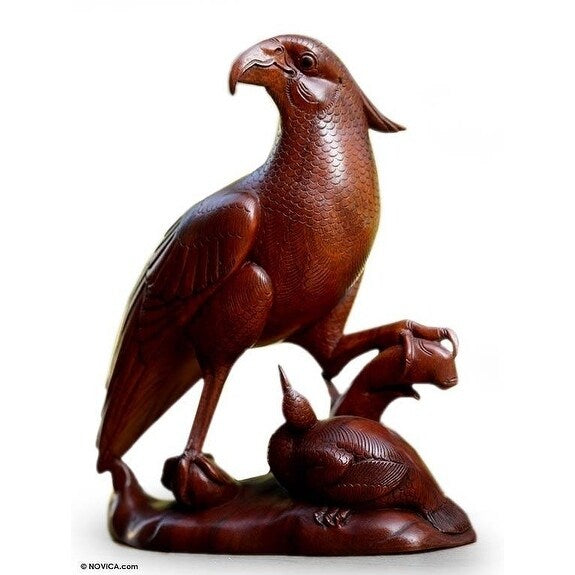Wood Statuette Mother Hawk Indonesia