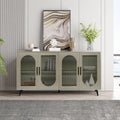 Wood Tv Stand With Storage Cabinet Adjustable Shelves
