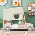 Wood Twin Full Size Car Bed With Pillow Ceiling Cloth