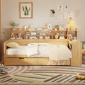 Wood Twin Full Size Daybed With Storage Shelves Two Storage Drawers And Study Desk