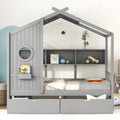Wood Twin Full Size House Bed With 2 Drawers