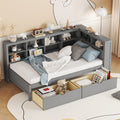 Wood Twin Size Daybed Platform Bed With Drawers Usb Charging Ports