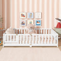 Wood Twin Size Floor Bed With Fence And Door