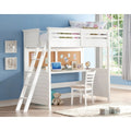 Wood Twin Size Loft Bed With Desk White