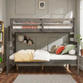 Wood Twin Xl Over Queen Bunk Bed With Ladder Solid Pine Detachable Bunk Frame With Guardrails And Slat Support