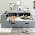 Wood Twin Full Size Platform Bed With Storage Shelves Drawers Charging Station And Upholstered Headboard