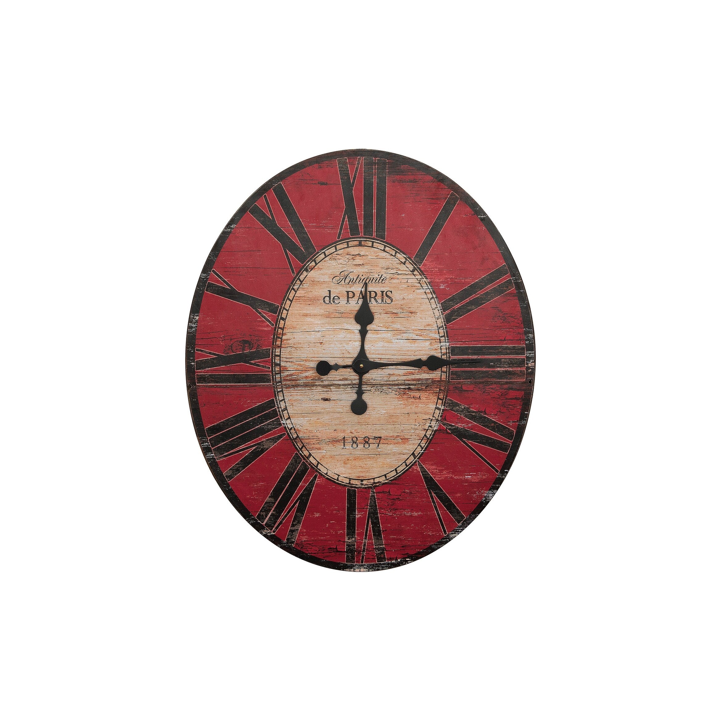 29 Oval Distressed Wood Wall Clock
