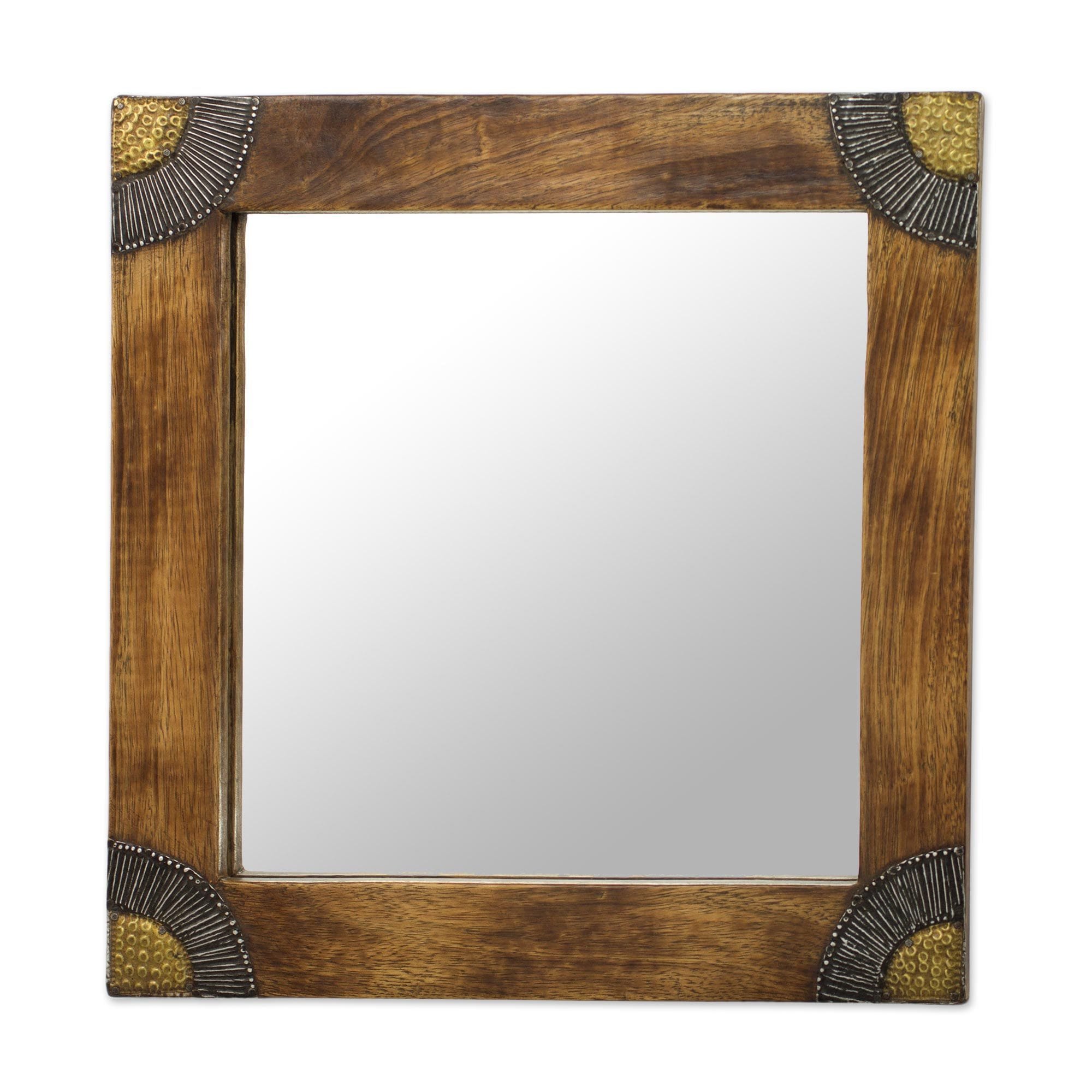 Wood Wall Mirror Charming Image Ghana Brown