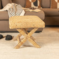 Wood Woven Water Hyacinth Stool