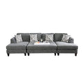 Wood And Fabric Sectional Set With Ottoman Set Of 5 Gray