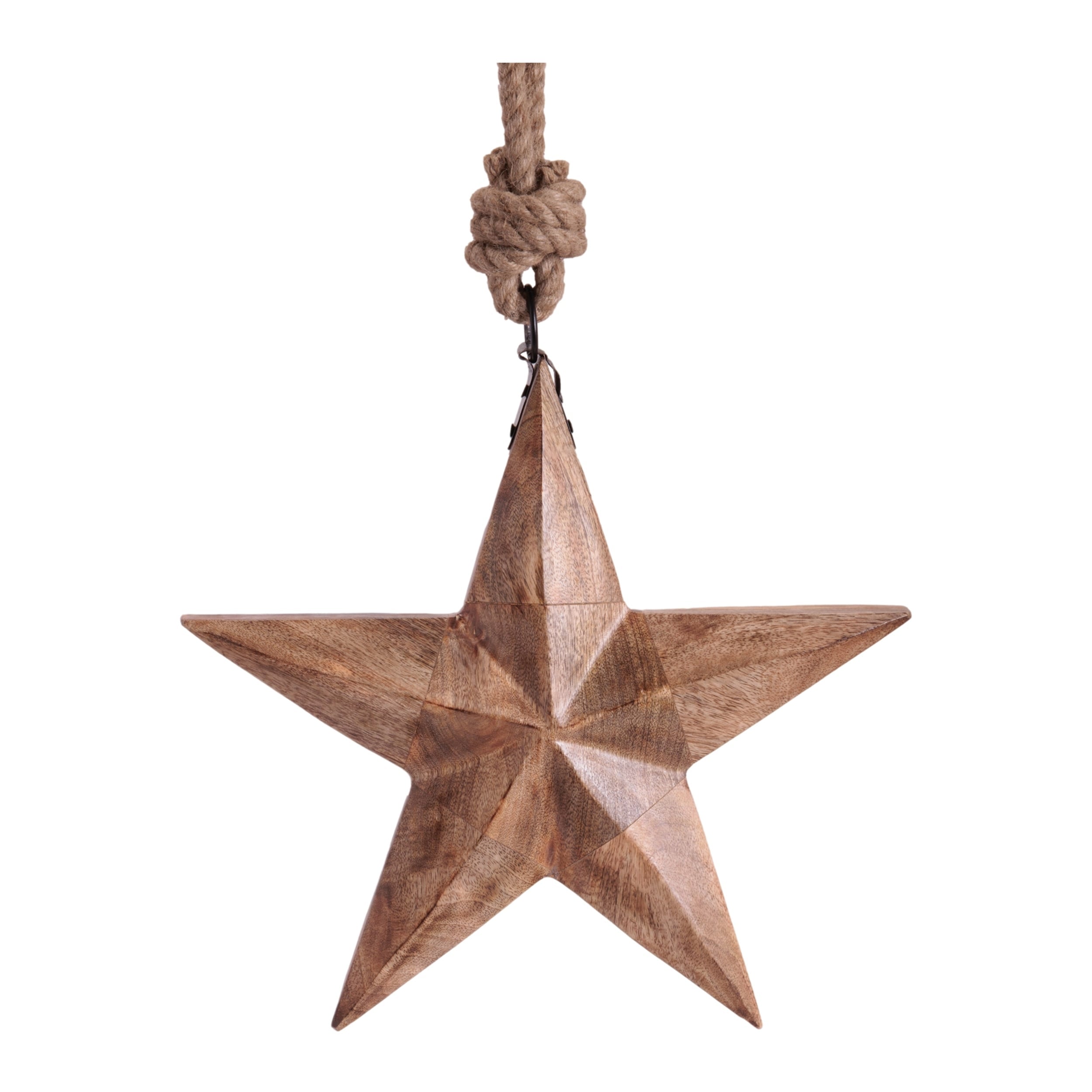 Wood And Jute Star Ornament 14.75 H