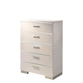 Wood And Metal Chest With 5 Drawers And Block Legs White And Silver