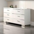 Wood And Metal Dresser With 6 Drawers And Block Leg White And Silver